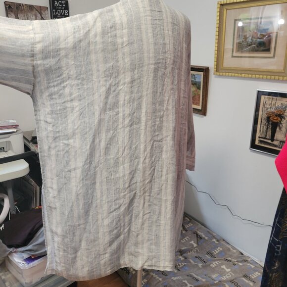 Eskandar European Designer Tunic Dress in 100% Linen Striped - Picture 11 of 16